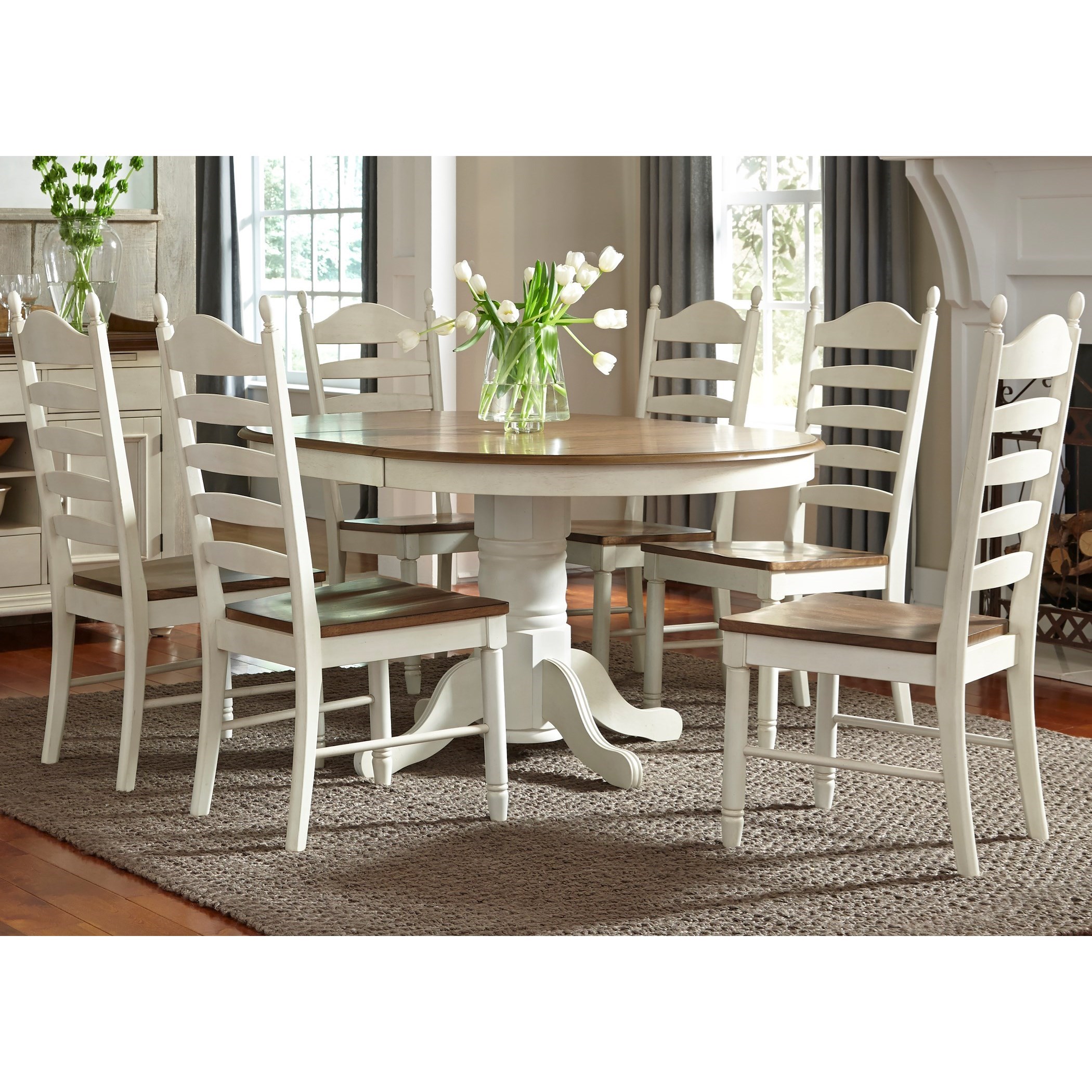 Liberty Furniture Springfield Dining Pedestal Table With Leaf