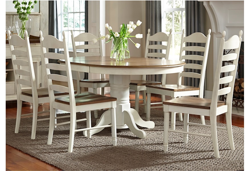Liberty Furniture Springfield Dining Pedestal Table With Leaf