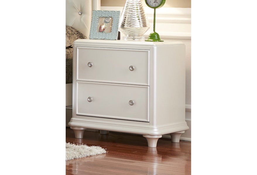 Sarah Randolph Designs Stardust Contemporary Glam 2 Drawer Night Stand Virginia Furniture Market Nightstands
