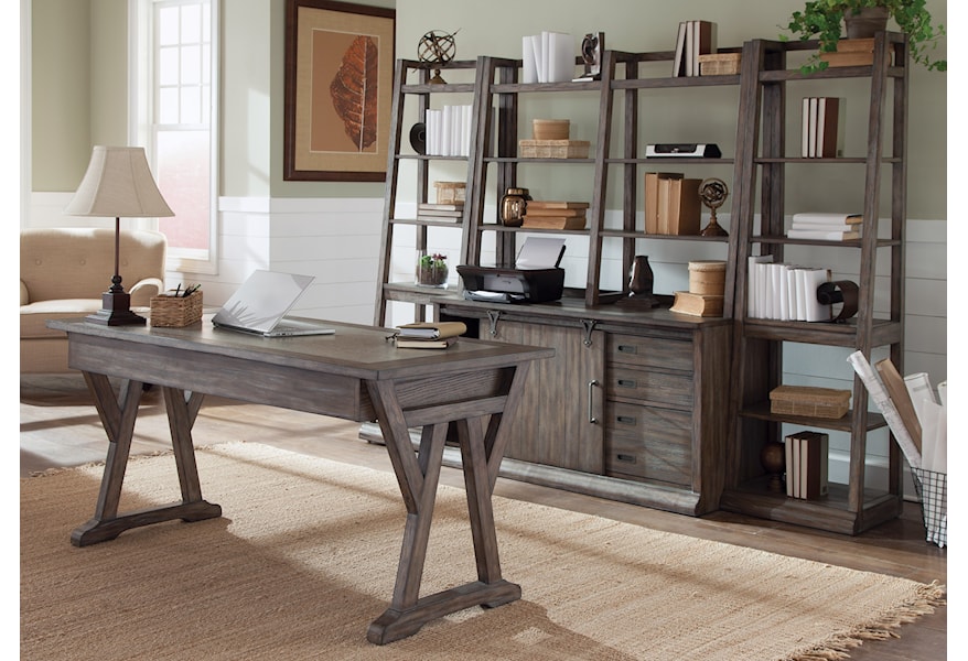 Sarah Randolph Designs 466 Hoj 5 Piece Desk With Distressed Wood