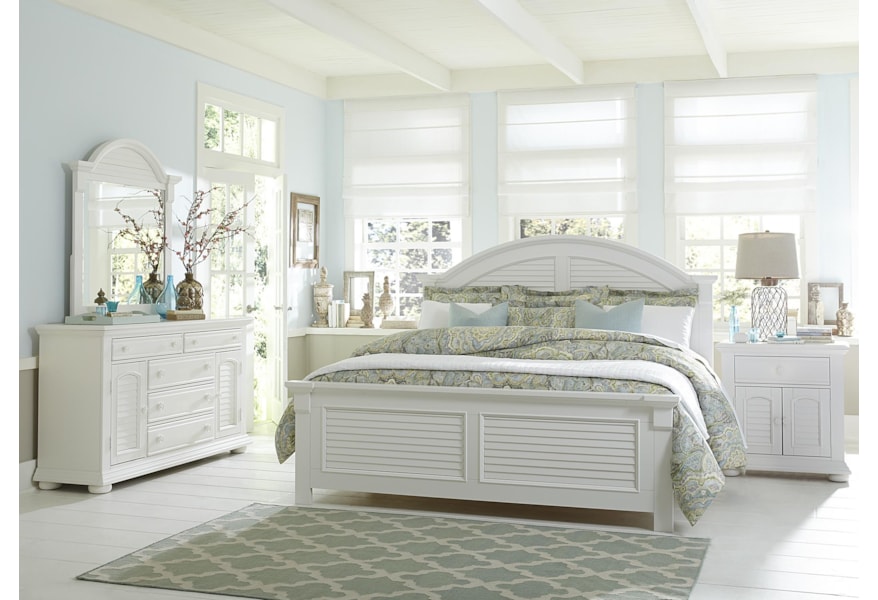 Liberty Furniture Summer House 607 Br Kpb King Panel Bed With Louvered Accents Upper Room Home Furnishings Panel Beds