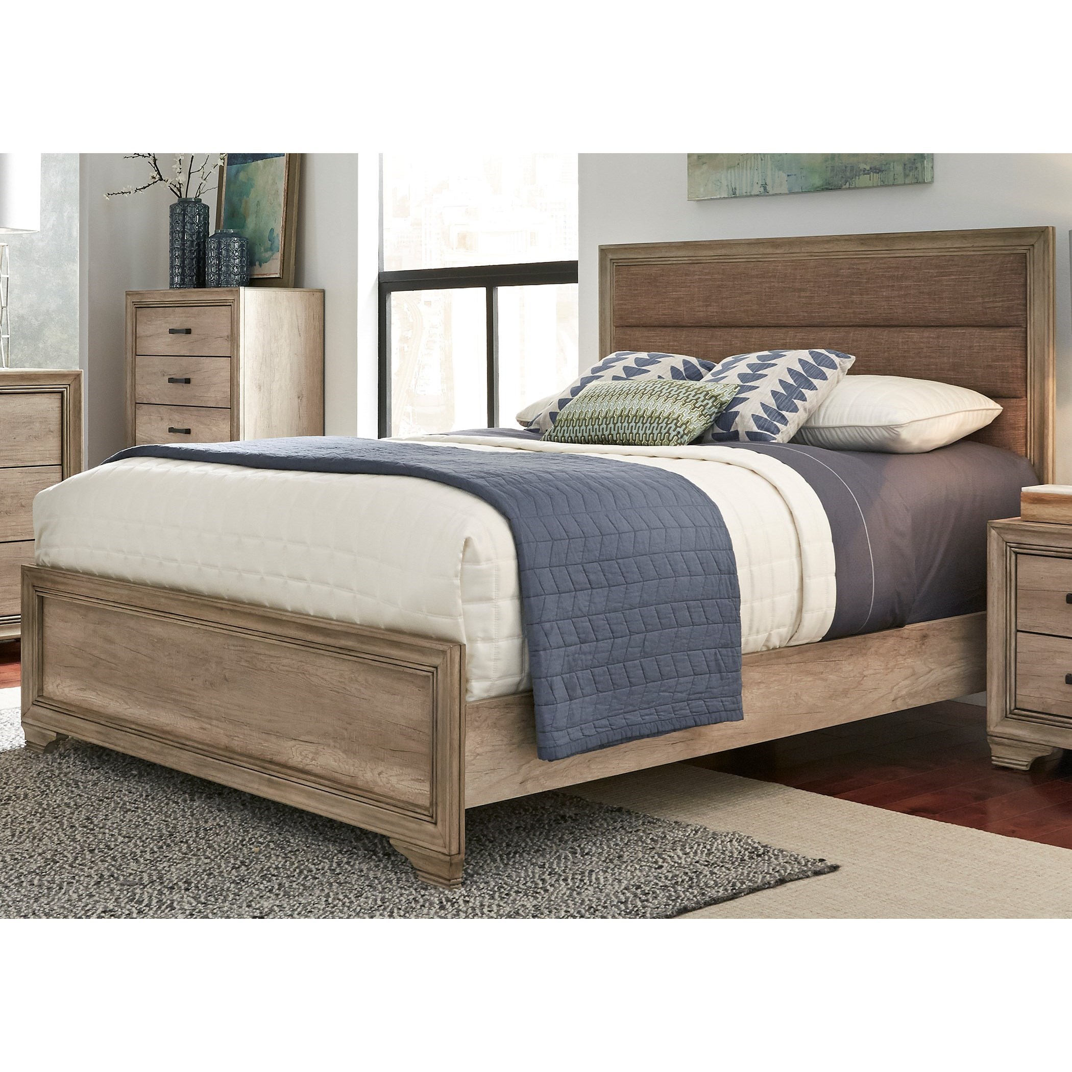 King Upholstered Panel Bed
