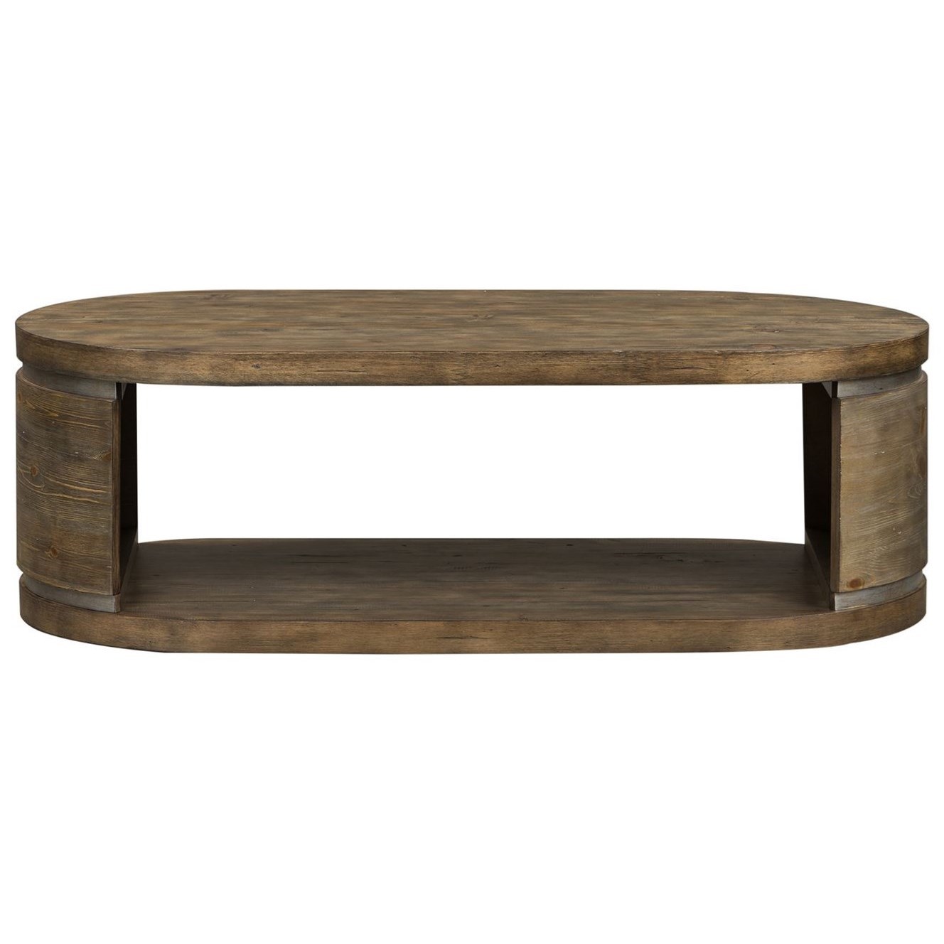 Liberty Furniture West End Contemporary Oval Cocktail Table With Metal Finished Accent Strips Zak S Home Cocktail Coffee Tables