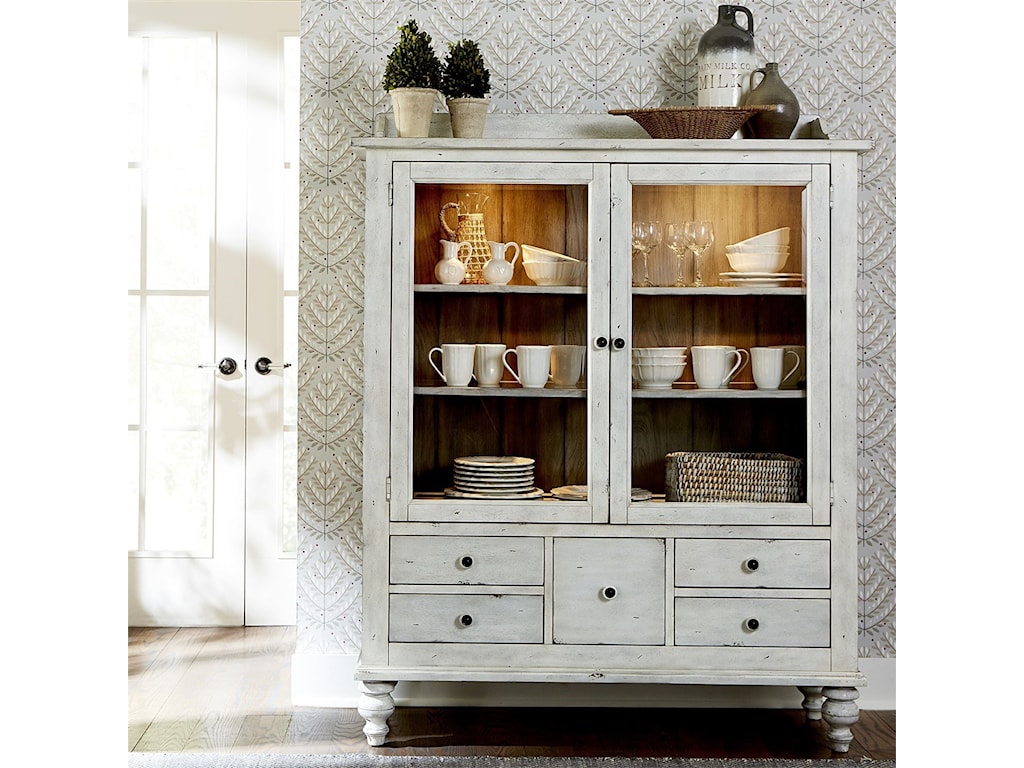 Liberty Furniture Whitney Display Cabinet With 5 Drawers And 3 Shelves Wayside Furniture China Cabinets