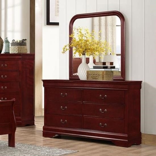 Lifestyle 4937 6 Drawer Dresser And Mirror With Wood Frame