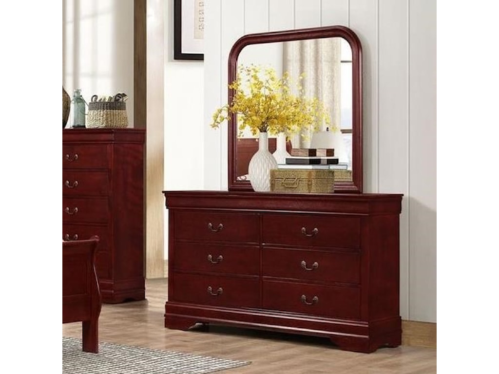 Lifestyle 4937 6 Drawer Dresser And Mirror With Wood Frame