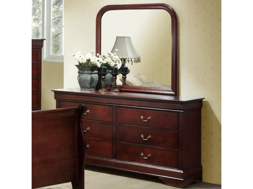 Lifestyle Louis Phillipe Drawer Dresser W Landscape Mirror