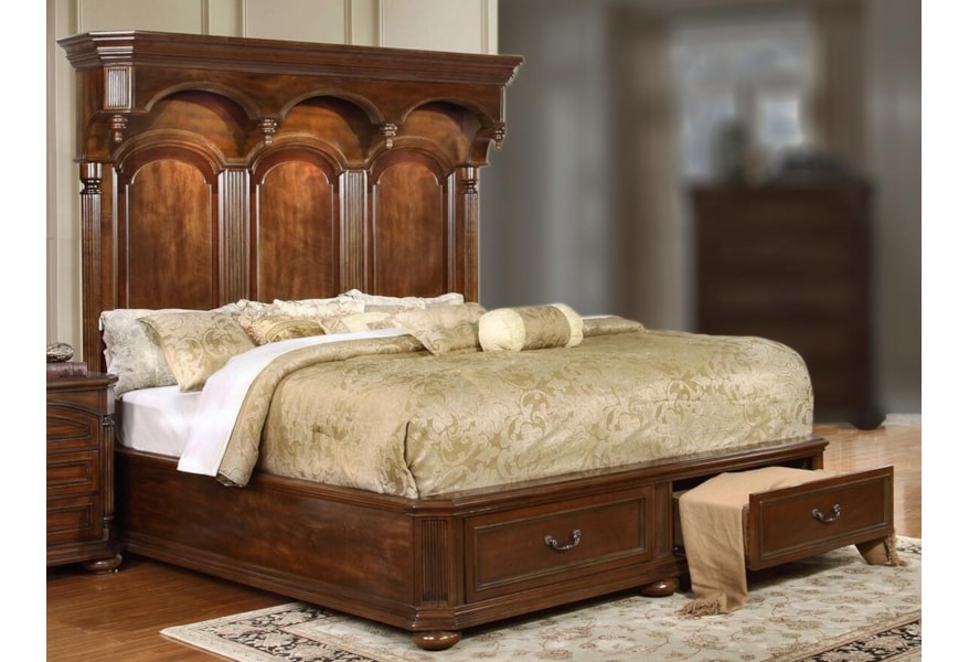 Empire Queen Storage Bed With Headboard Lighting Rotmans