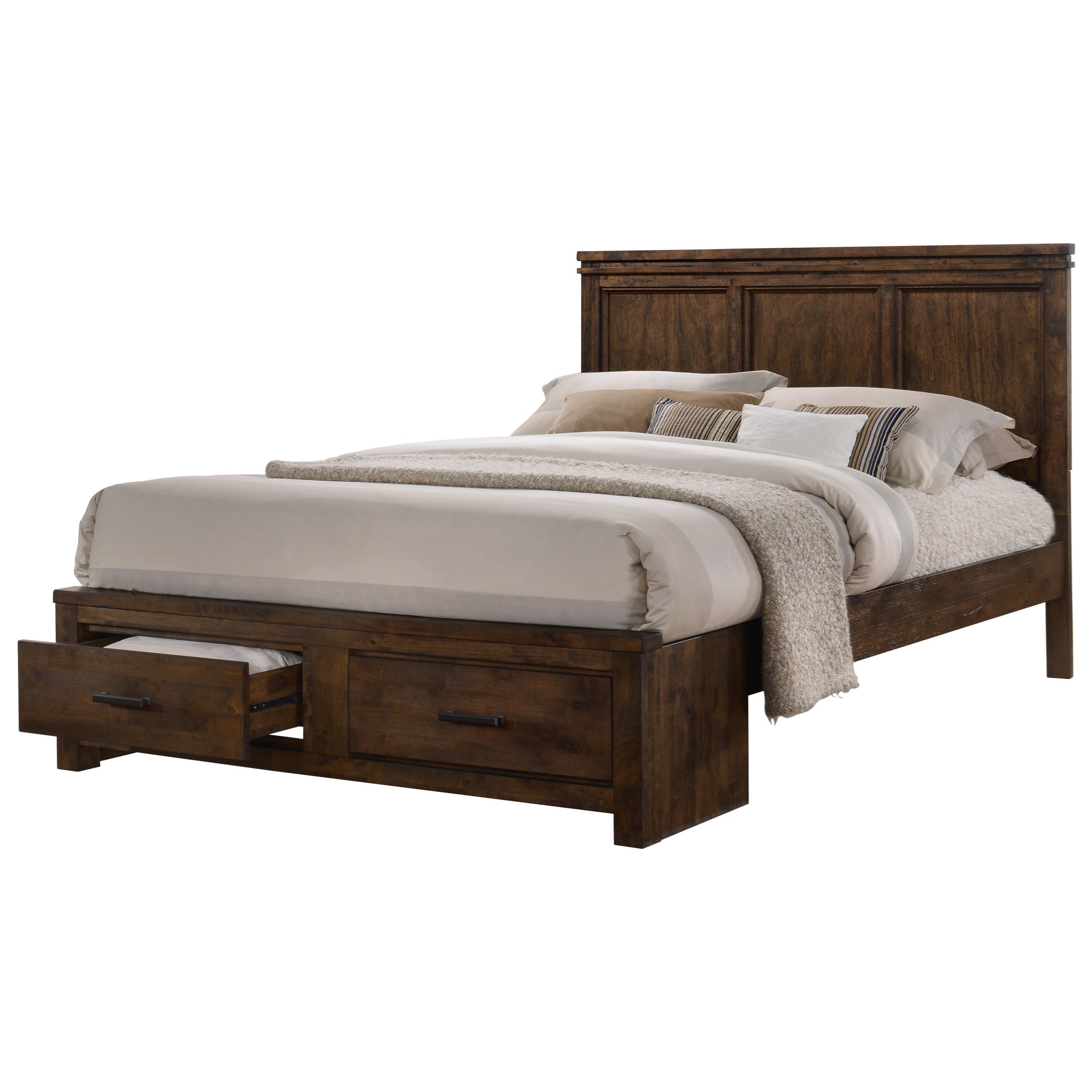 Lifestyle 6377 588363778 Rustic King Panel Bed With Storage Footboard Sam Levitz Furniture Platform Beds Low Profile Beds