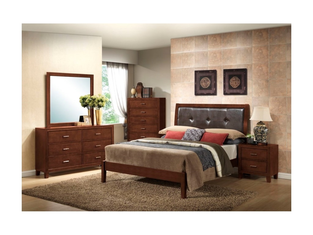 Lifestyle 9182Queen Leather Panel Bed