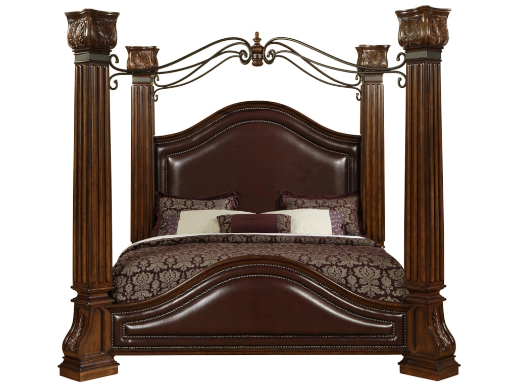 9241 King Canopy Bed With Faux Leather Headboard Wood Posts Metal By Lifestyle At Furniture Fair North Carolina 9241 King Canopy Bed With Faux Leather Headboard Wood Posts Metal By Lifestyle At Furniture Fair North Carolina