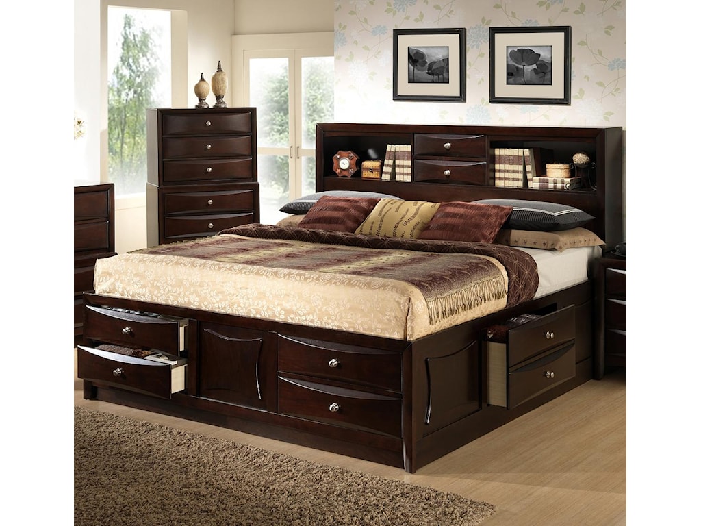 Lifestyle Todd King Storage Bed W Bookcase Headboard Royal Furniture Bookcase Beds