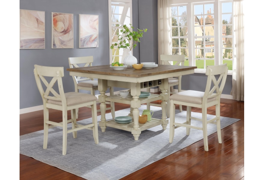 Lifestyle C1855dwht Brn C1855 Pub Set Pub Table X Four Stools