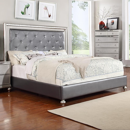 Glam King Upholstered Panel Bed With Rhinestone Accent Rotmans Lifestyle Glam King Upholstered Panel Bed With Rhinestone Accent