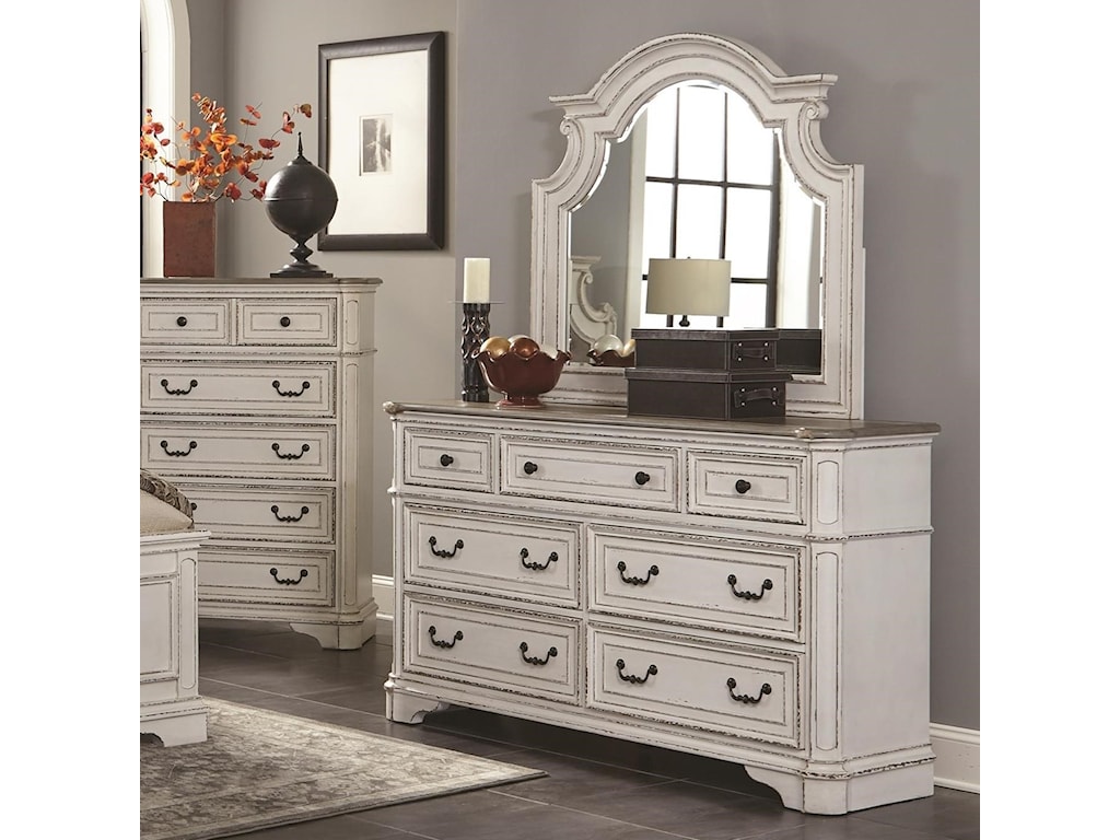 Lifestyle Magnifico Relaxed Vintage Dresser And Mirror Set Royal