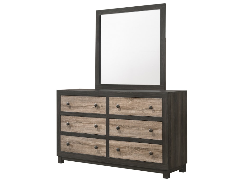 Lifestyle C8118 Farmhouse 6 Drawer Dresser And Mirror Set Sam