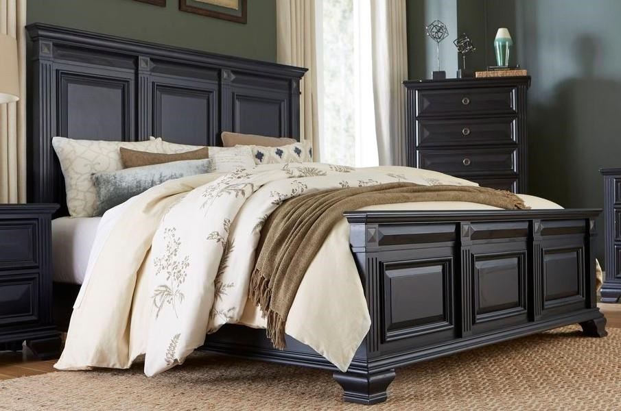 BLACK 505-12017-1 Queen Panel Bed 