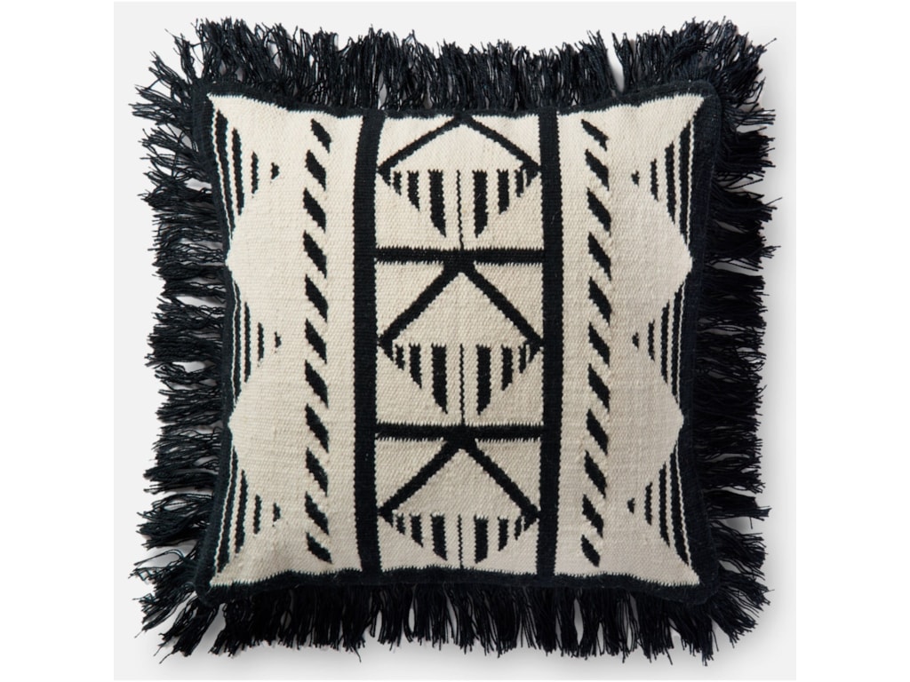 Loloi Rugs Indoor Outdoor Dsetp0501blivpil3 Black Ivory 22 X Indoor Outdoor Black Ivory 22 X Down Pillow By Loloi Rugs