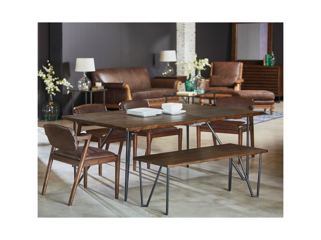 Magnolia Home By Joanna Gaines Boho 6 Piece Table And Chair Set With Magnolia Home By Joanna Gaines Boho 6 Piece Table And Chair Set With Bench Metal Hairpin Legs