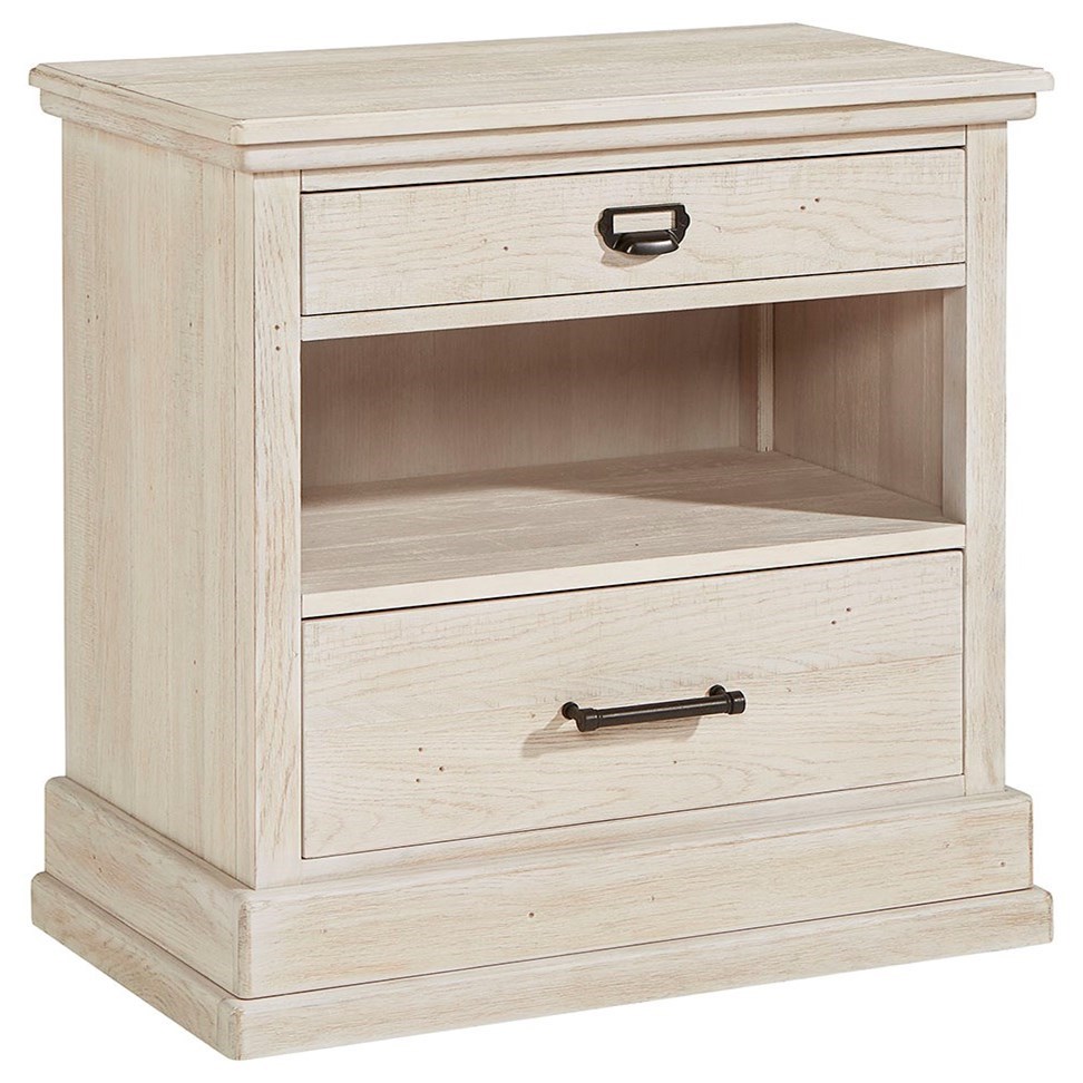 Magnolia Home By Joanna Gaines Ashland 60715 Casual Nightstand With 2 Drawers And Open Shelf Jacksonville Furniture Mart Nightstands