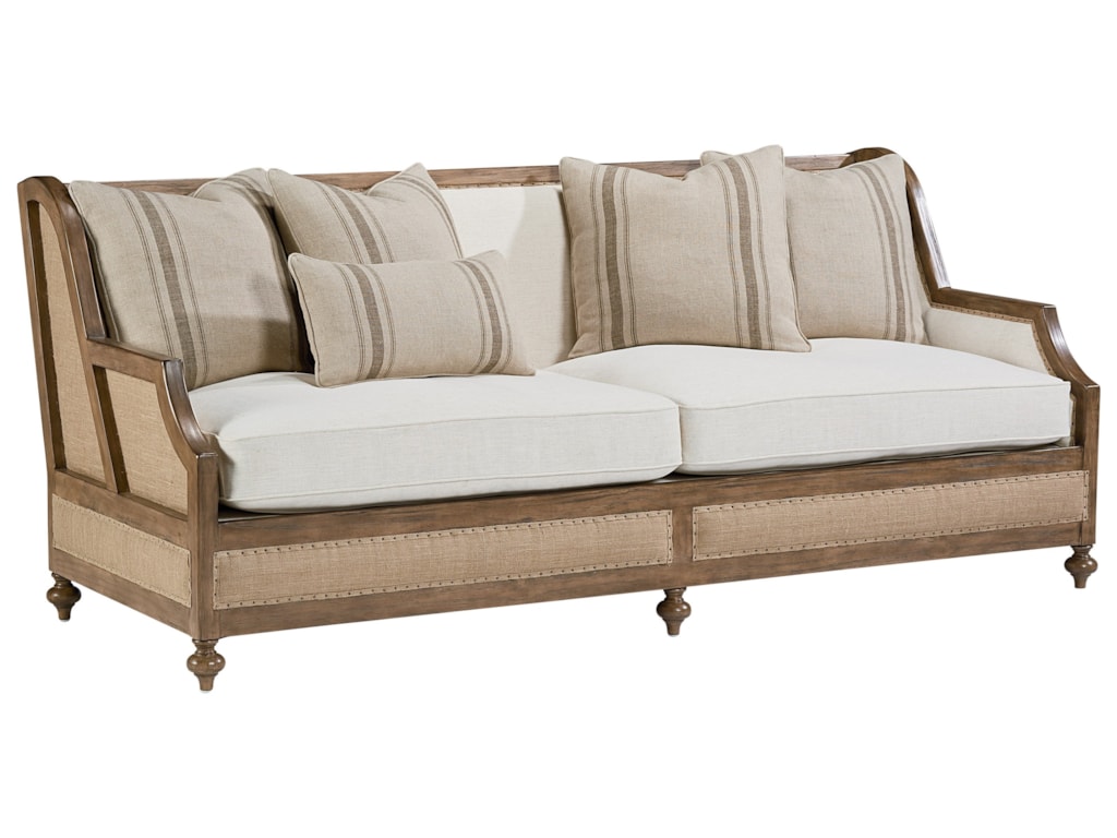 Magnolia Home By Joanna Gaines Foundation Sofa With Magnolia Home By Joanna Gaines Foundation Sofa With Exposed Frame And Five Accent Pillows