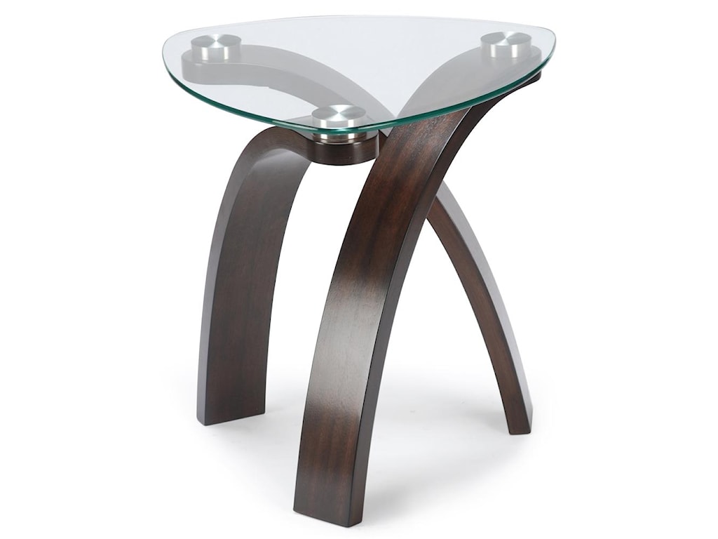 Magnussen Home Allure End Table With Glass Top and Bent Wood Legs ...