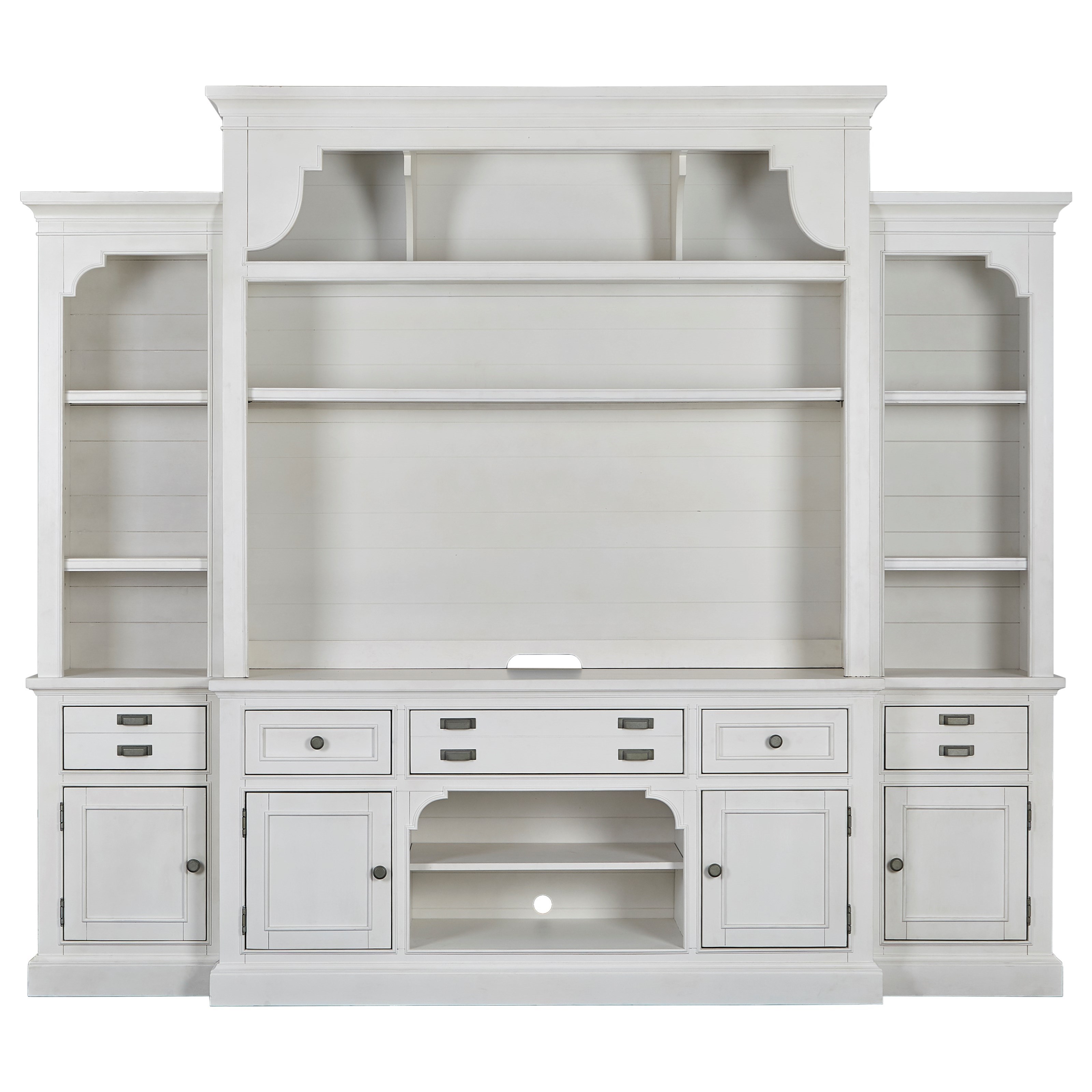 Magnussen Home Alys Beach Entertainment Wall Unit With Adjustable Shelving And Cord Holes Howell Furniture Wall Unit