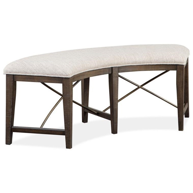 Magnussen Home Westley Falls Curved Dining Bench With Upholstered Seat Reeds Furniture Dining Benches