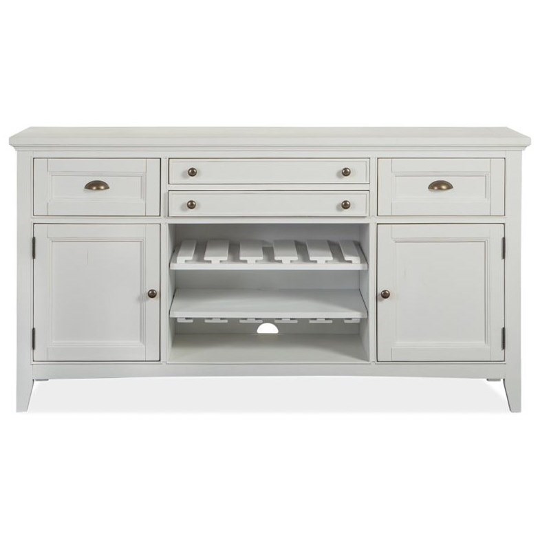Magnussen Home Heron Cove 4 Drawer Buffet With Wine Bottle Rack