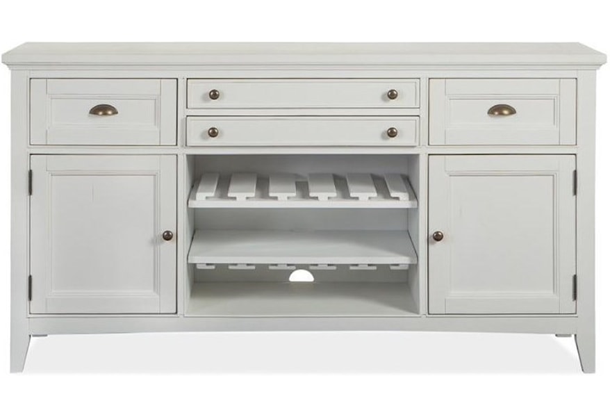 Magnussen Home Heron Cove 4 Drawer Buffet With Wine Bottle Rack