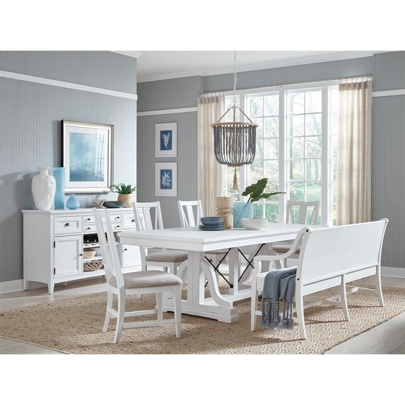 Magnussen Home Heron Cove Rectangular Dining Trestle Table With