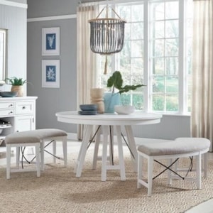 Belfort Select Heron Cove 3 Piece Dining Set With Round Table And Benches Belfort Furniture Table Chair Set With Bench