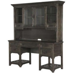 Magnussen Home Bellamy H2491 05 Traditional Desk And Hutch With Glass Doors Dunk Bright Furniture Desk Hutch Sets