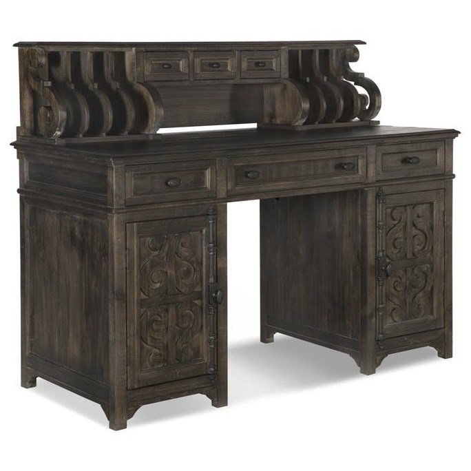 Magnussen Home Bellamy H2491 06 Traditional Counter Height Desk With Mail Slots Dunk Bright Furniture Double Pedestal Desks