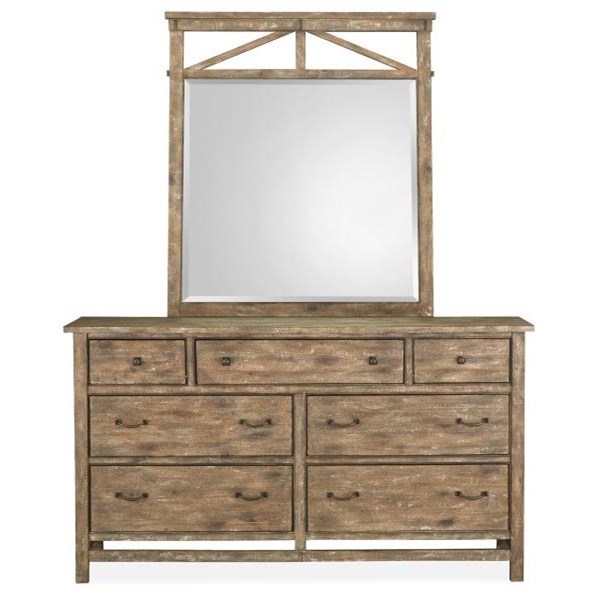 Magnussen Home Bluff Heights Rustic Dresser And Mirror Set With