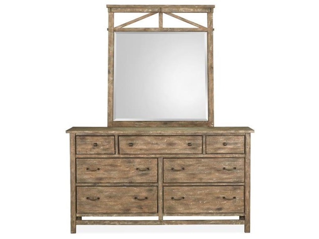 Magnussen Home Bluff Heights Rustic Dresser And Mirror Set With