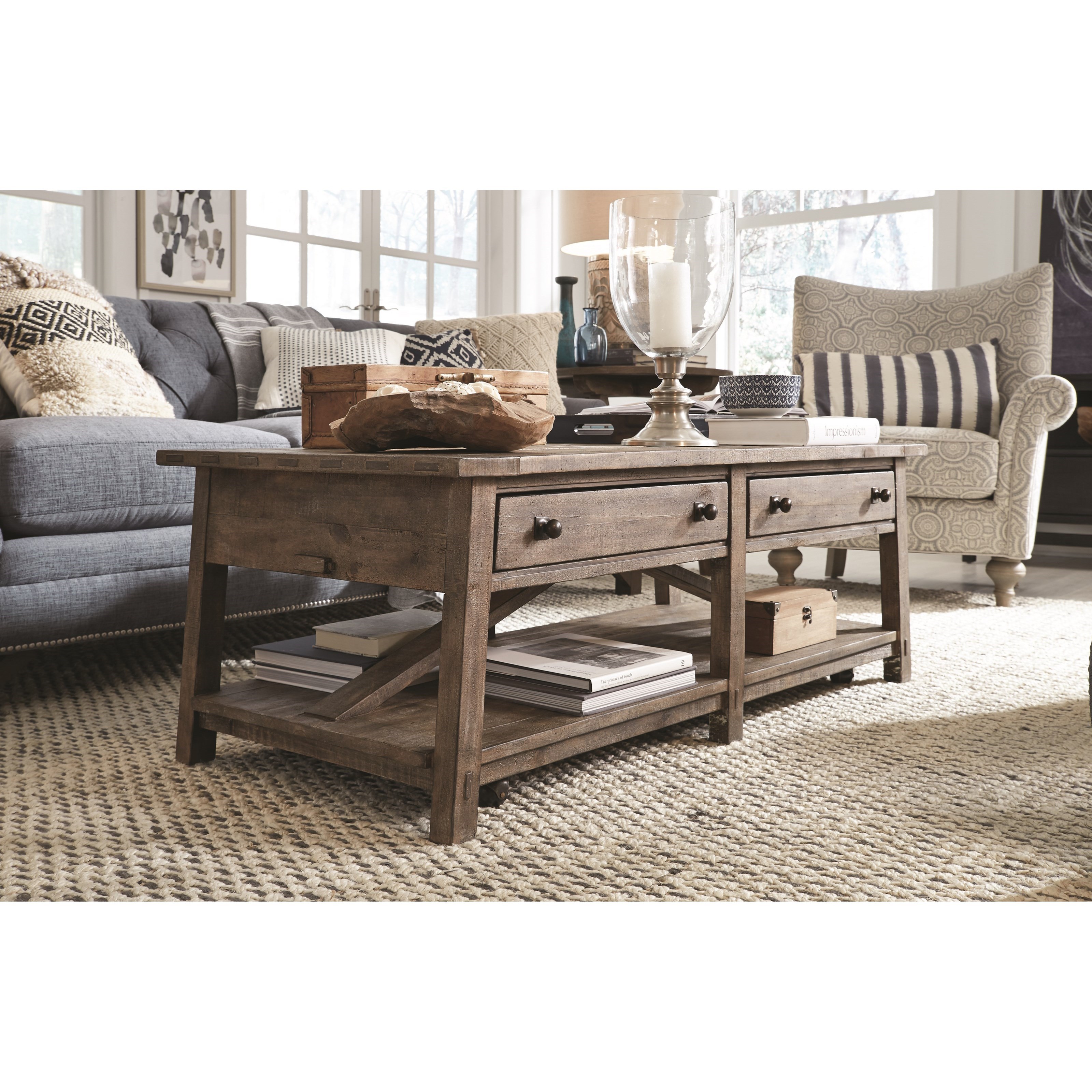 Magnussen Home Bluff Heights Rustic Rectangular Cocktail Table