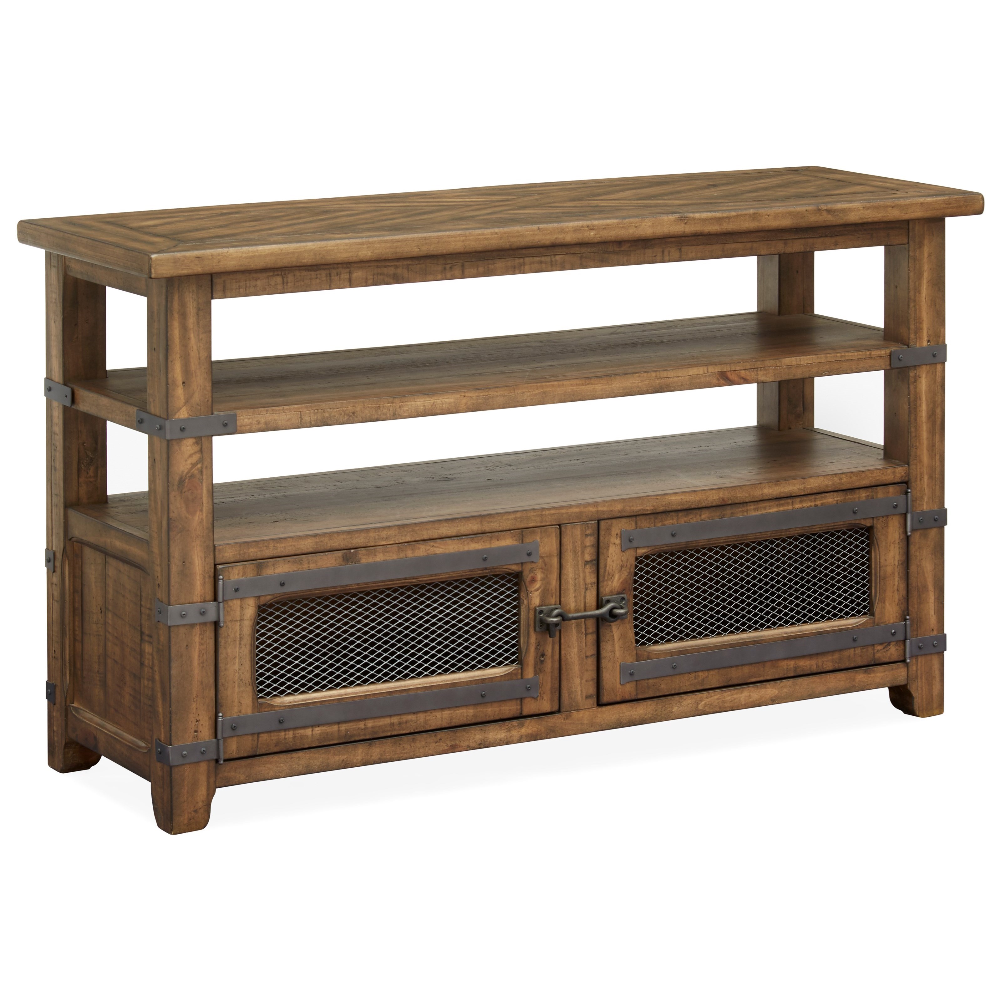 Magnussen Home Chesterfield Rustic Sofa Table With 2 Doors