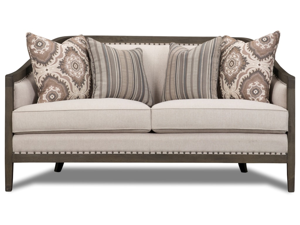 Jax Exposed Wood Frame Settee With Nailhead Trim Rotmans Settees Magnussen Home Jaxsettee