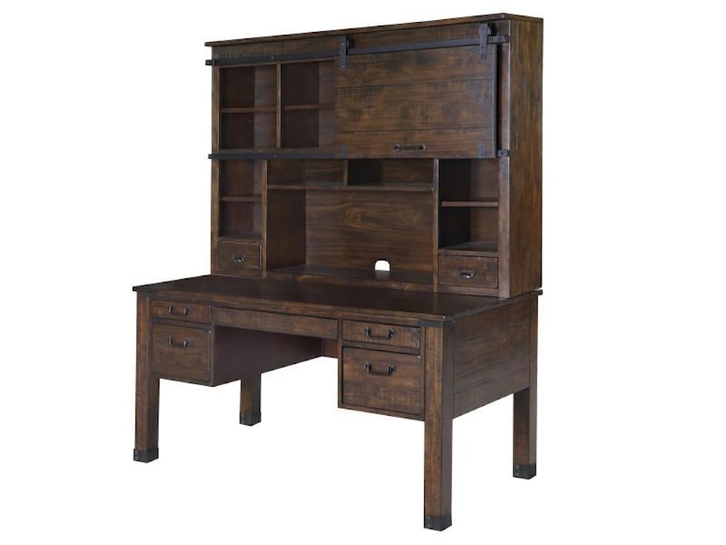 Magnussen Home Pine Hill 6 Drawer Secretary Desk Hutch With