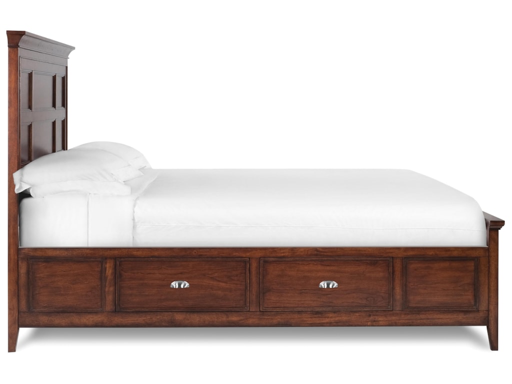 Magnussen Home HarrisonQueen Panel Bed with 4 Storage Drawers