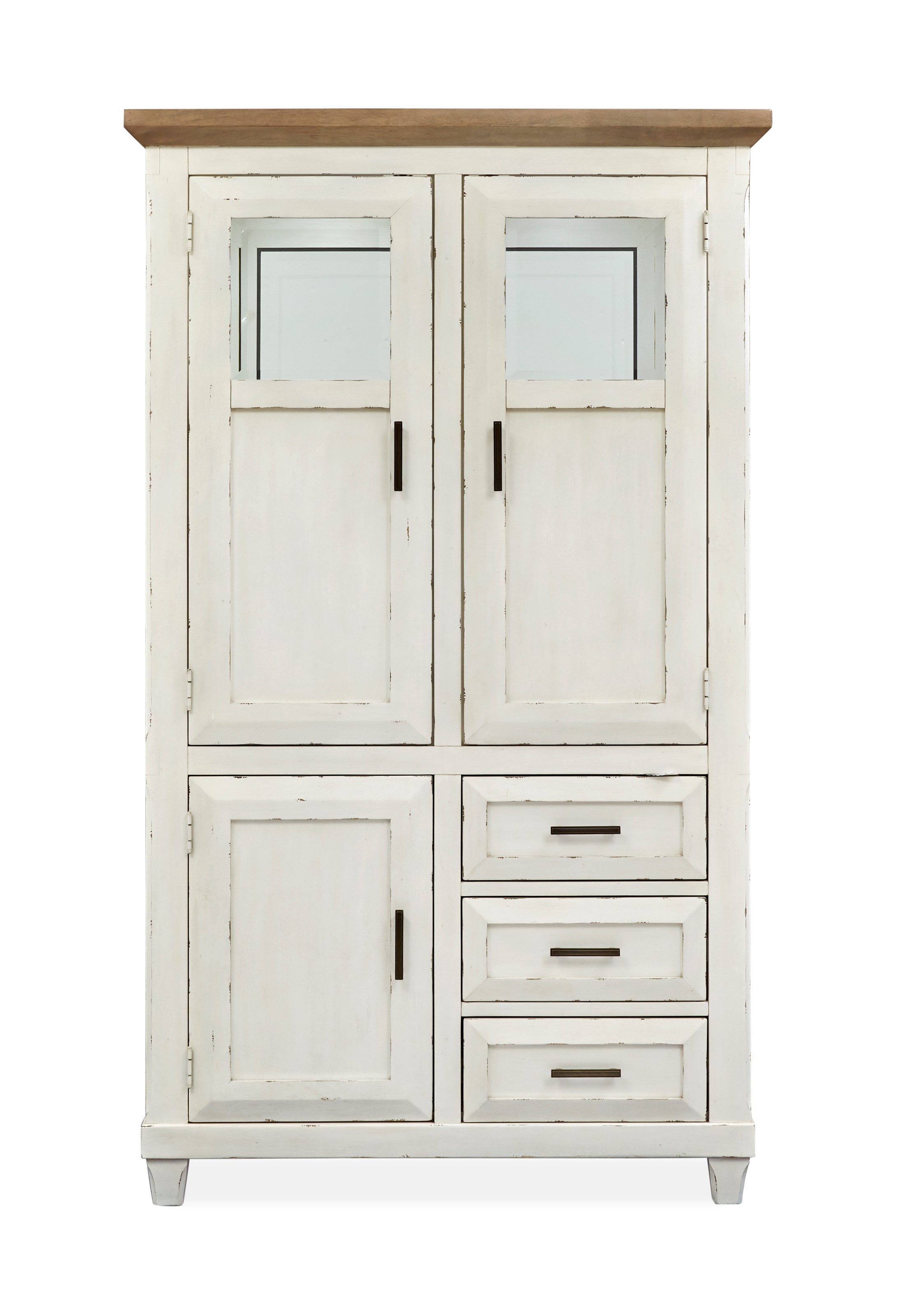Magnussen Home Hutcheson Cottage Style Buffet Curio With 3 Way Touch Lighting Control Rotmans China Cabinets
