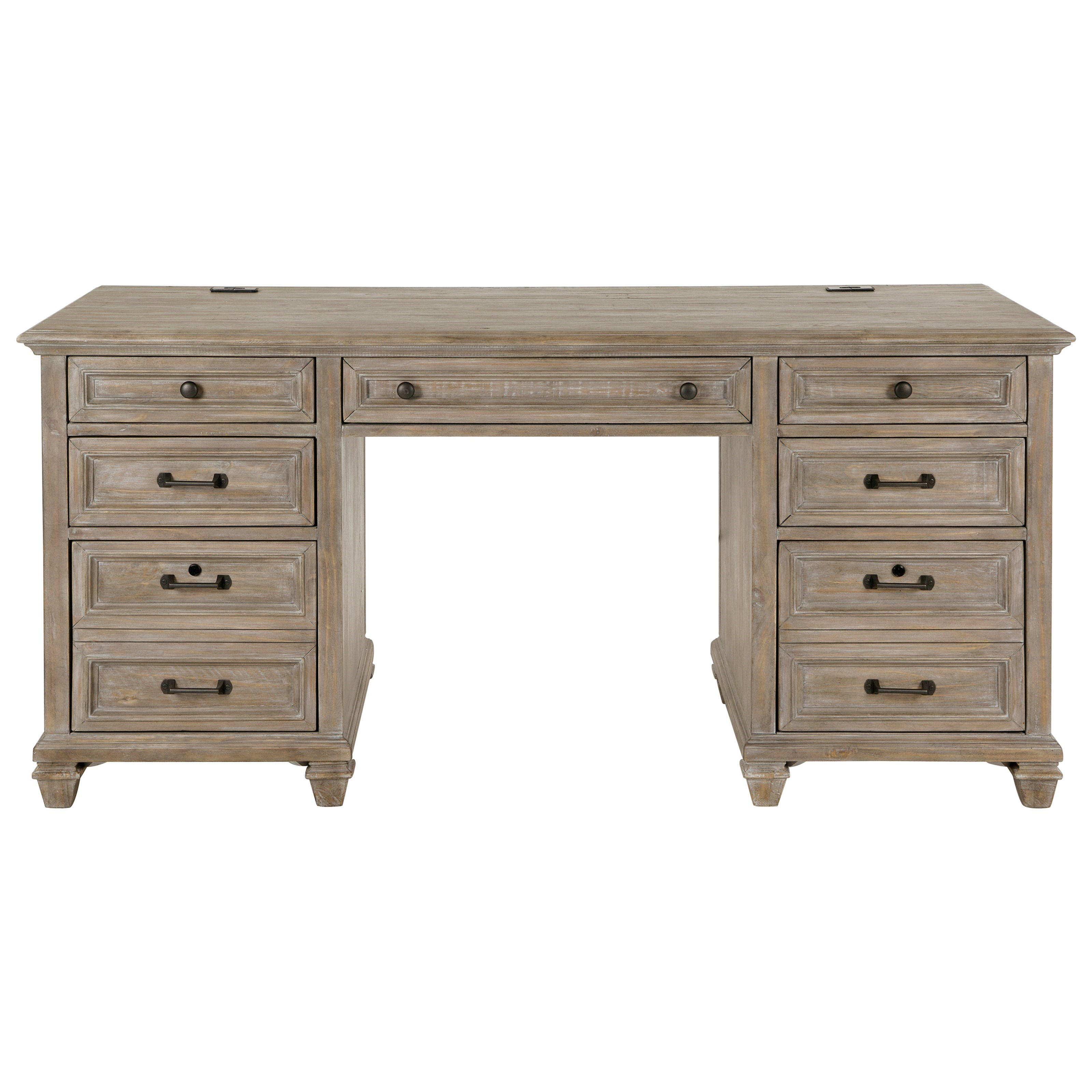 Magnussen Home Lancaster Rustic Executive Desk With Power Supply