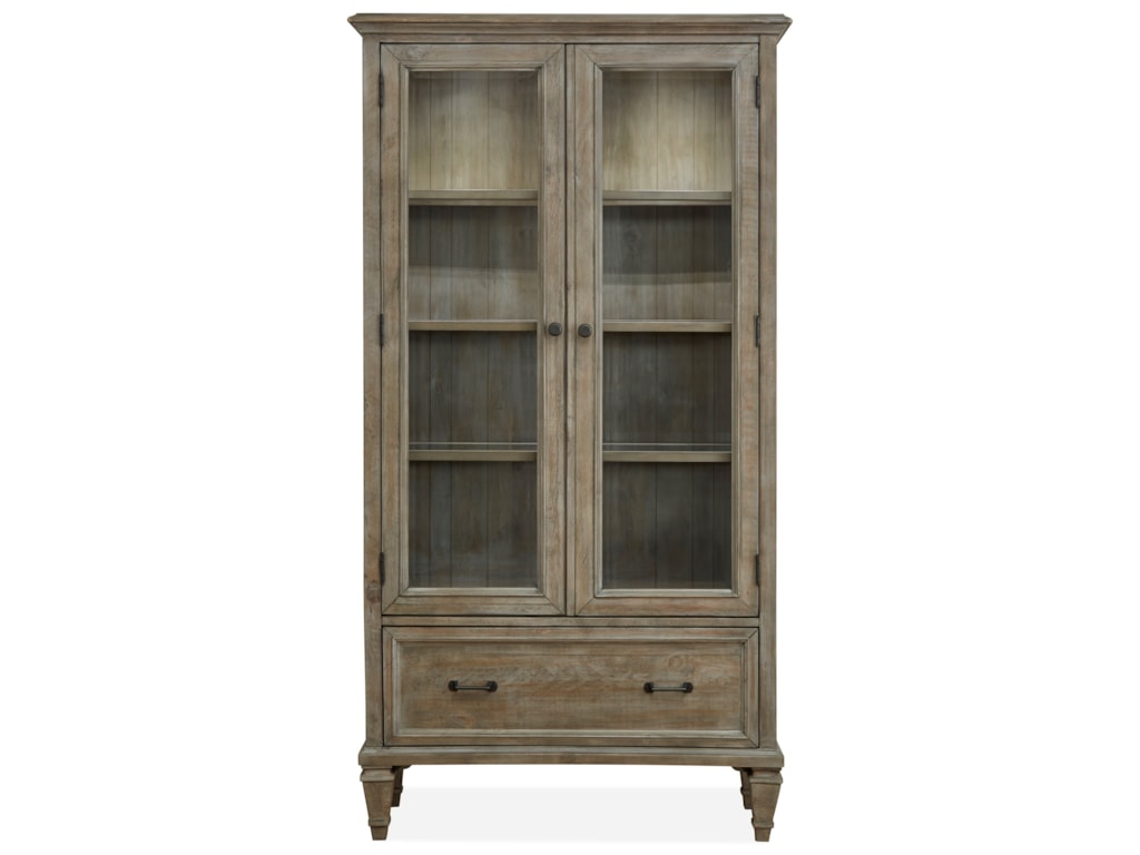 Magnussen Home Lancaster Rustic Gl Door Bookcase With Lancaster Rustic Gl Door Bookcase