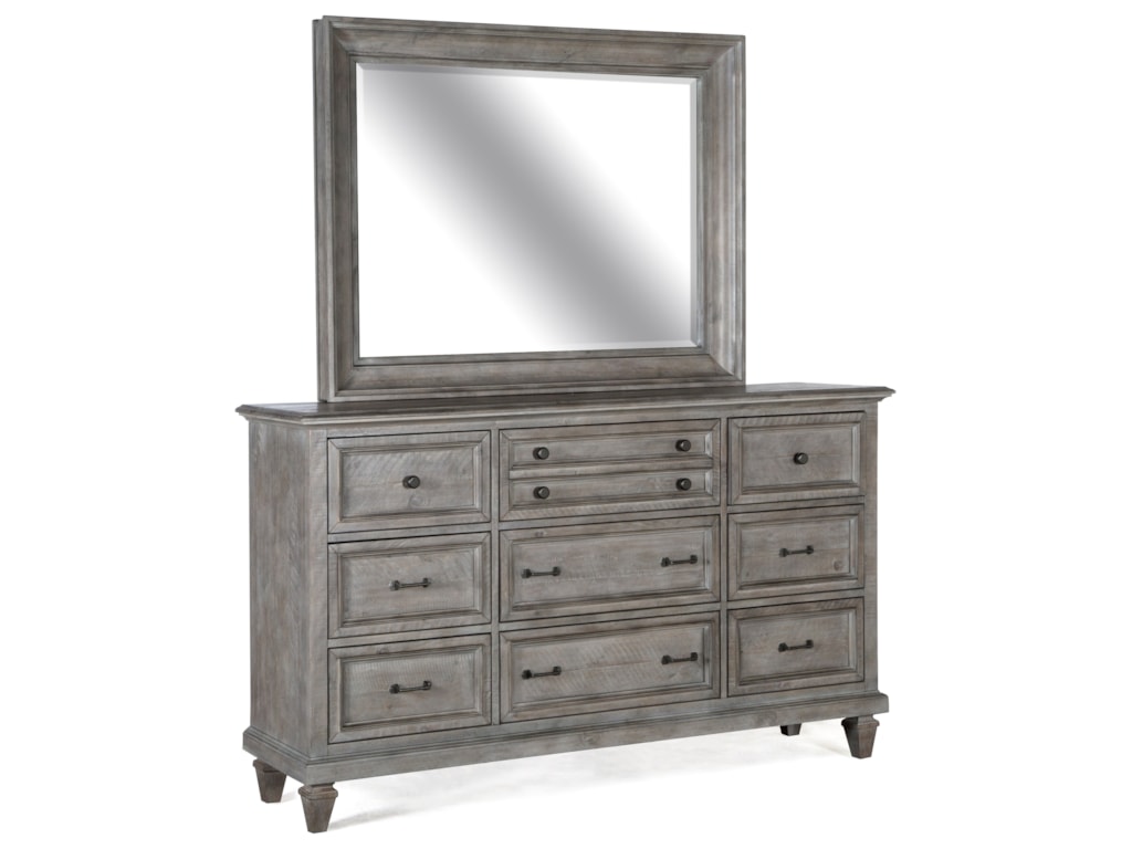Magnussen Home Lancaster Rustic Nine Drawer Dresser With Mirror Magnussen Home Lancaster Rustic Nine Drawer Dresser With Mirror