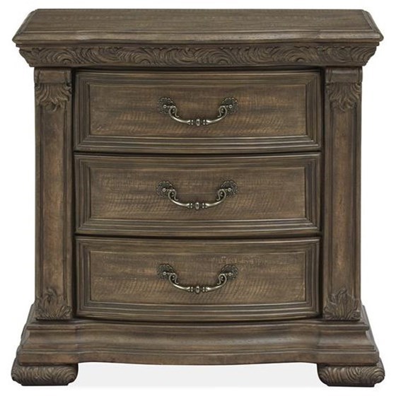 Magnussen Home Durango Traditional 3 Drawer Nightstand With Usb Port Howell Furniture Nightstands