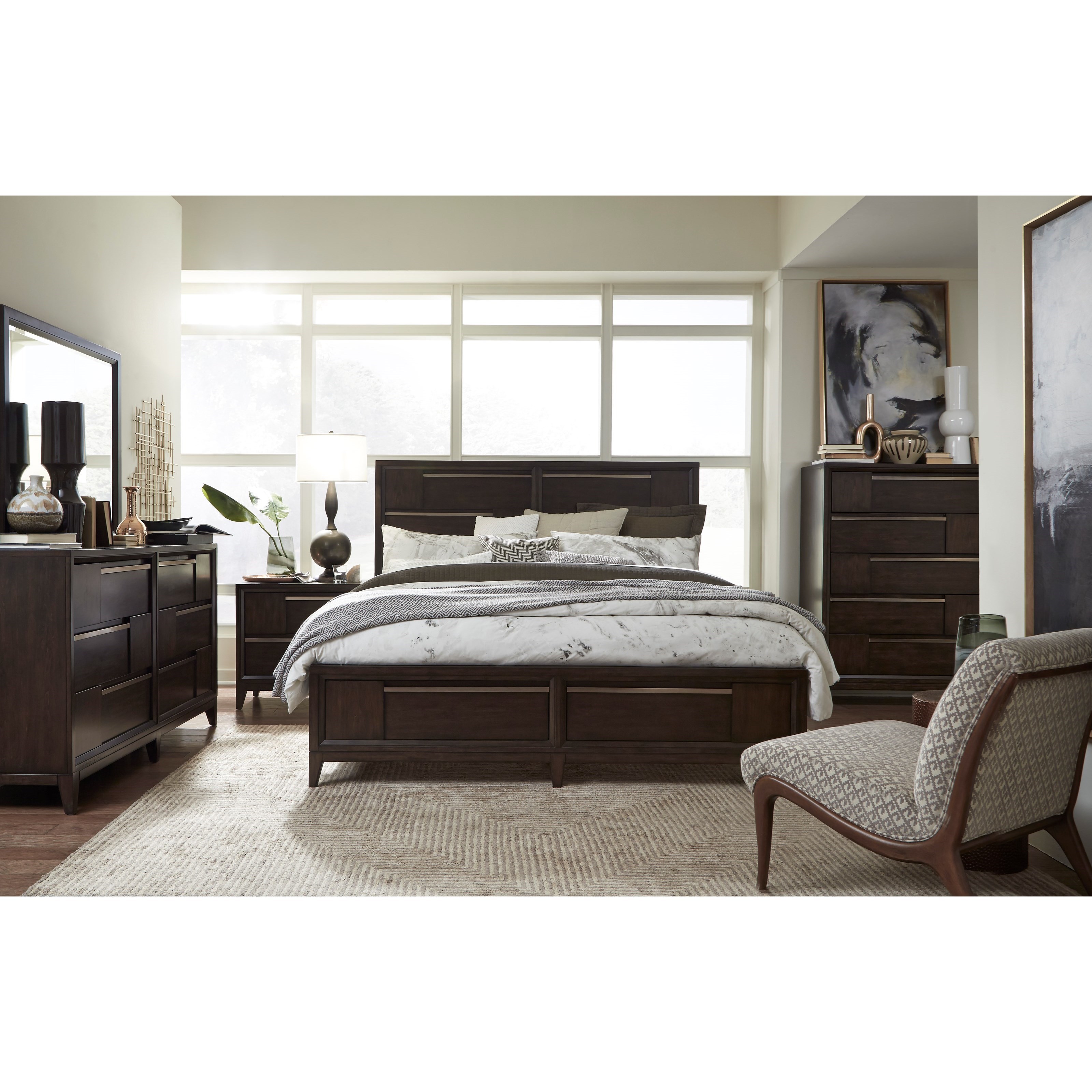 Magnussen Home Modern Geometry Contemporary California King Bed With Footboard Storage Value City Furniture Panel Beds
