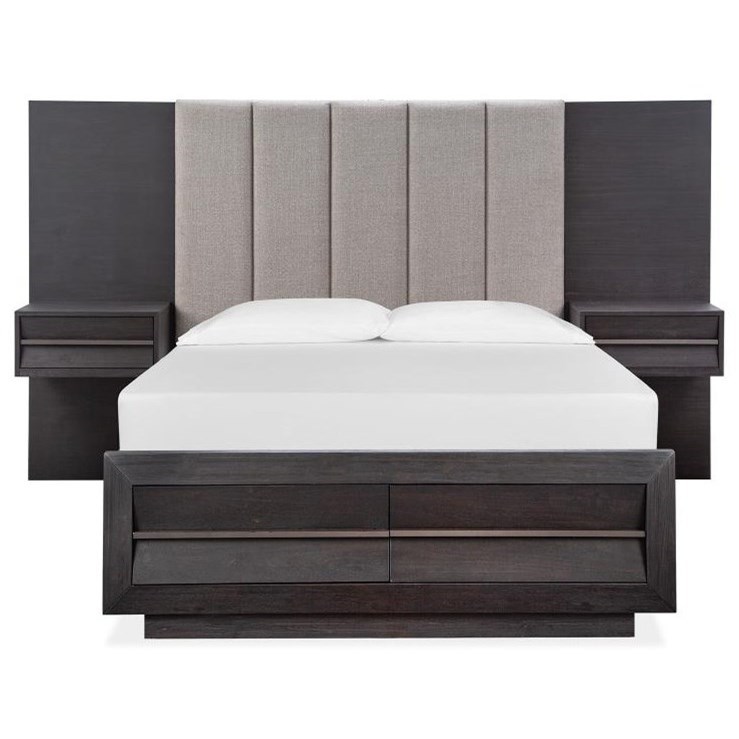 Magnussen Home Wentworth Village B4995 50g Queen Wall Bed With Two Nightstands Channel Tufted Headboard Footboard Storage Upper Room Home Furnishings Pier Beds