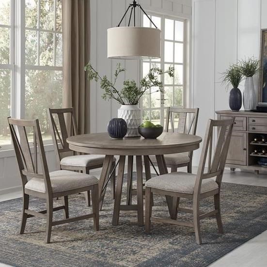 Magnussen Home Bellamy Transitional Five Piece Weathered Gray Dining Set Stoney Creek Furniture Dining 5 Piece Sets