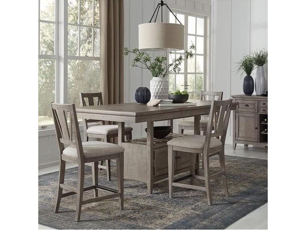 Magnussen Home Paxton Place 5 Piece Counter Height Dining Set With Storage Reeds Furniture Pub Table And Stool Sets